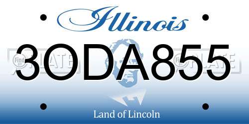 3ODA855 Illinois License Plate