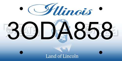 3ODA858 Illinois License Plate