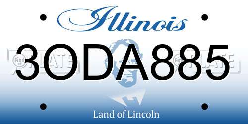 3ODA885 Illinois License Plate