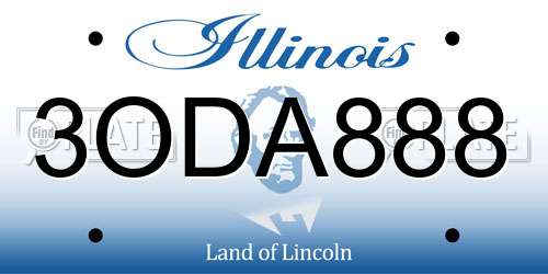3ODA888 Illinois License Plate