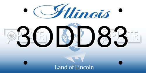3ODD83 Illinois License Plate