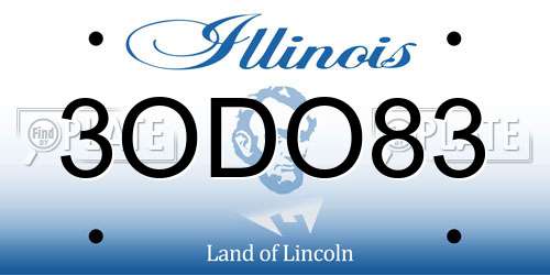 3ODO83 Illinois License Plate
