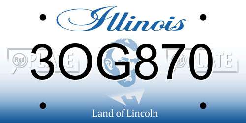 3OG870 Illinois License Plate