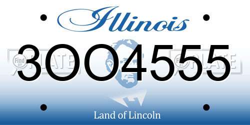 3OO4555 Illinois License Plate