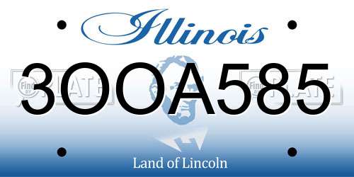 3OOA585 Illinois License Plate