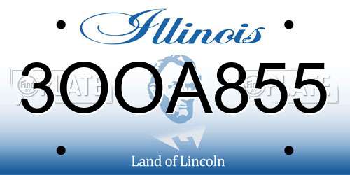 3OOA855 Illinois License Plate
