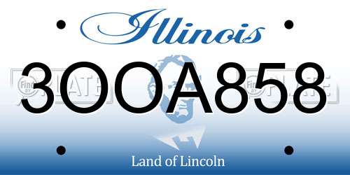 3OOA858 Illinois License Plate