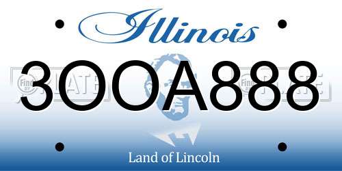3OOA888 Illinois License Plate