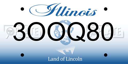 3OOQ80 Illinois License Plate