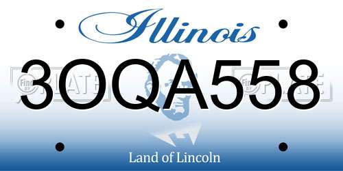 3OQA558 Illinois License Plate