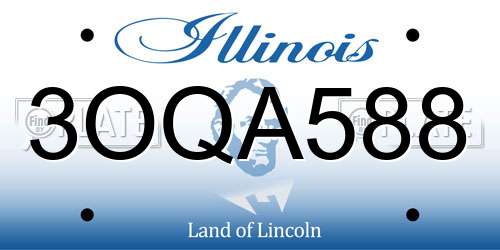 3OQA588 Illinois License Plate