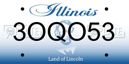 3OQO53 Illinois License Plate