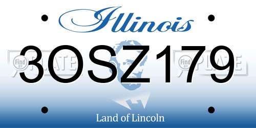 3OSZ179 Illinois License Plate