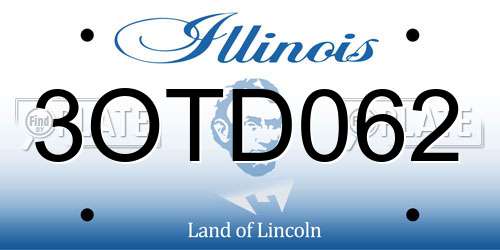 3OTD062 Illinois License Plate
