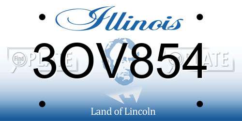 3OV854 Illinois License Plate