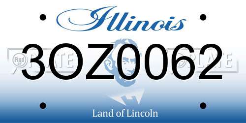 3OZ0062 Illinois License Plate