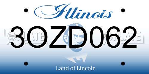 3OZD062 Illinois License Plate