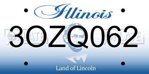 3OZQ062 Illinois License Plate