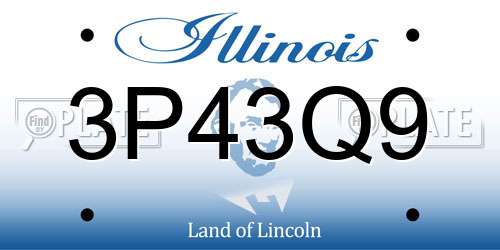 3P43Q9 Illinois License Plate