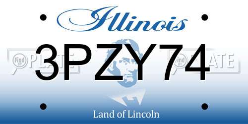 3PZY74 Illinois License Plate