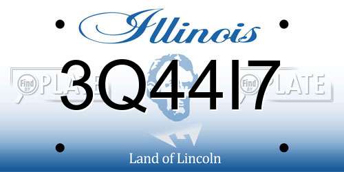 3Q44I7 Illinois License Plate