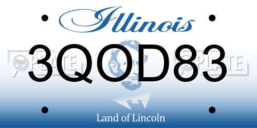 3QOD83 Illinois License Plate