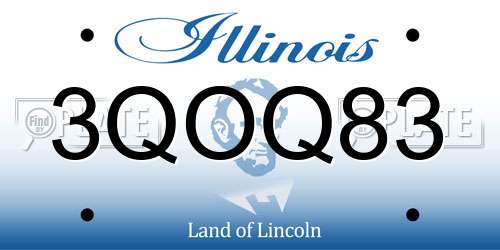 3QOQ83 Illinois License Plate