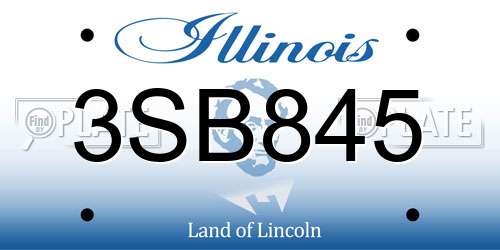 3SB845 Illinois License Plate