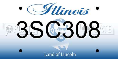 3SC308 Illinois License Plate