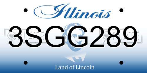 3SGG289 Illinois License Plate