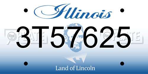 3T57625 Illinois License Plate