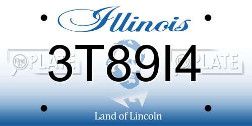 3T89I4 Illinois License Plate