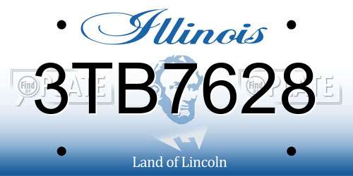 3TB7628 Illinois License Plate