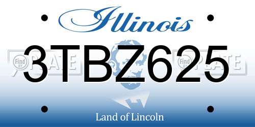 3TBZ625 Illinois License Plate