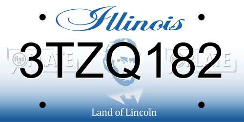 3TZQ182 Illinois License Plate