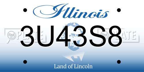 3U43S8 Illinois License Plate