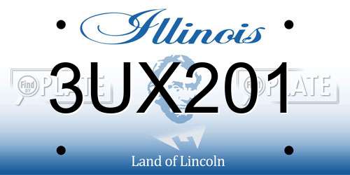 3UX201 Illinois License Plate