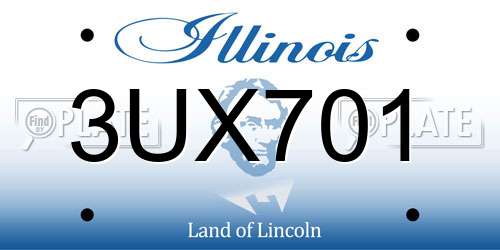 3UX701 Illinois License Plate