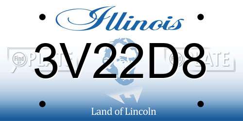 3V22D8 Illinois License Plate