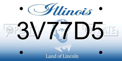 3V77D5 Illinois License Plate