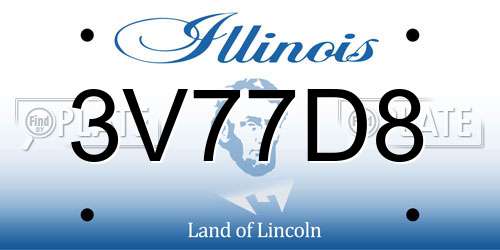 3V77D8 Illinois License Plate