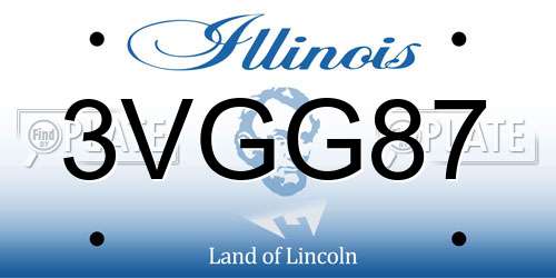 3VGG87 Illinois License Plate