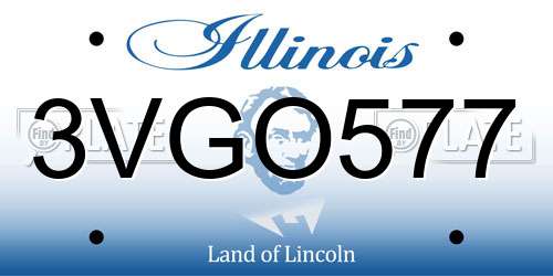 3VGO577 Illinois License Plate