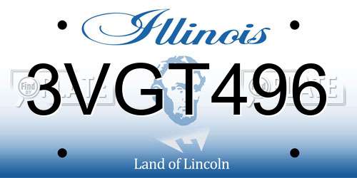 3VGT496 Illinois License Plate