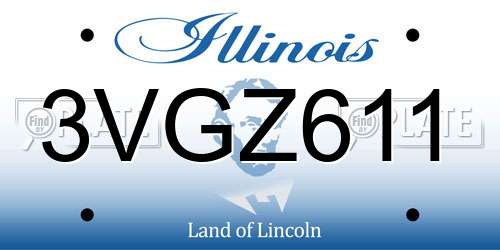 3VGZ611 Illinois License Plate