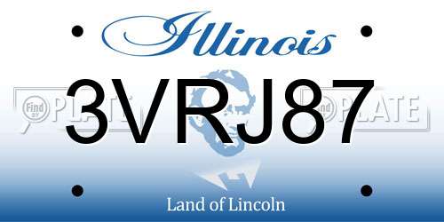 3VRJ87 Illinois License Plate