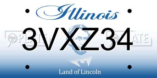 3VXZ34 Illinois License Plate