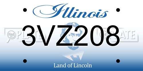 3VZ208 Illinois License Plate