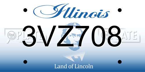 3VZ708 Illinois License Plate