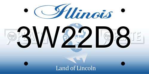 3W22D8 Illinois License Plate